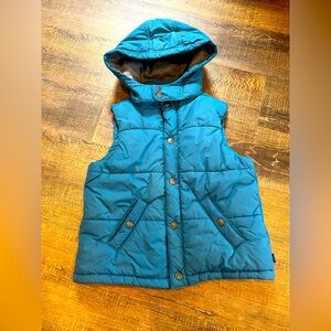 Janie and Jack Teal Hooded (removable) Puffer Vest